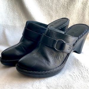 Born Black Leather Clogs